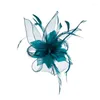 Headpieces Women Chic Fascinator Hat Cocktail Brooch Wedding Headpiece Church Headwear Party Feather Hair Accessories Sinamay Fascinators