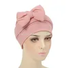 Kvinnor Big Bow Chemo Cap Muslim Hijab Turban Headscarf Turban Bonnet Beanie Hair Loss Hat Baggy Bandanas pannband Turbante Mujer