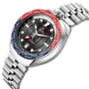 Relógios de pulso Red Star Bull Head 42mm 1963 GMT4 100m Mergulho Automático Homens Mecânicos Assista Dual Time Zone Super Luminoso Relógios Impermeáveis