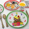 Louça descartável 44 pçs conjunto de talheres de natal talheres elegante prato pratos festa fornecimento copo de papel