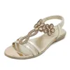 Sandaler Kvinnor Summer Flat Heels Bohemian Style Plus Size Soft Bottom Strand Sexig flip-flop damskor