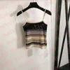 Sexy Sling Tank Damen Farbstreifen Leibchen Stickerei Brief Gestrickte Weste Tops Sommer Designer Ärmellose T-Shirts