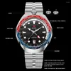 Relógios de pulso Red Star Bull Head 42mm 1963 GMT4 100m Mergulho Automático Homens Mecânicos Assista Dual Time Zone Super Luminoso Relógios Impermeáveis