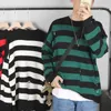 Men's Sweaters Black Stripe Men Pullover Hole Knit Jumpers Oversized Sweatshirt Harajuku Long Sleeve Tops