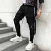 Men's Pants Fashion Slim-fit Pants Men Streetwear Ribbon Harajuku Black Cargo Pants for Men Casual Techwear Jogging Japan Kpop Male TrousersL231113