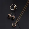 Newly designed zircon heart-shaped circular crystal jewelry set stainless steel pendant necklace earrings party gifts 240104