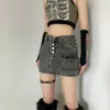 Women's Tanks Punk Aesthetic Cyber Retro X-ray Skeleton Print Rib Sleeveless Vest ArmyGreen Crop Top Designer Clothes Women 2024 Summer Emo