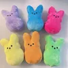 15 cm Cartoon Mini Easter Bunny Peeps Plush Doll Pink Blue Gul Purple Rabbit Dolls For Children Söta mjuka plyschleksaker JJ 1.4