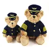 Dolls Plush Dolls 26 32cm High Quality Cute Pilot Teddy Bear Toy Captain Kawaii Baby Soft Stuffed Birthday Gift Kids 230208