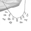 Handmade Personalized Name Necklace Women's Initial Letter Pendant Cubic Zirconia Necklace Stainless Steel Jewelry 240104