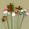 Dekorativa blommor Diy Flower Arrangement Artificial virkad jul Santa Claus Sticked Pinecone Red Berry For Year Decor