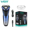 VGR Electric Shaver Professional Razor Waterproof Beard Trimmer Rotary 3D Floating Shaving Rechargeable Electric for Men V-306 240103