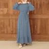 Ubrania etniczne Muzułmańskie zestawy moda Dubai abaya sukienka kobiety hidżab vintage kropka maxi sukienki długie rękawowe marki jellabiya marokańskie