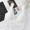 Reggiseni sportivi con retro a forma di U, senza cuciture, per yoga, per donna, sexy, con scollo a V, senza anello in acciaio, reggiseno push up in tinta unita