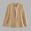 Blusas femininas formais terno macio casaco feminino moda blusa nenhum colar sólido manga longa fino outwear cardigan 2024 outono