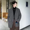 Men's Suits Fashion Oversize Plaid Blazer Jacket Men Japanese Style Clothing Vintage Casual Loose Grid Suit Coat Hip Hop Streetwear Khaki