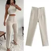 TRAF Fashion Office Wear High waist Pants for Women Formal outfits Pencil Trousers Black Pink White Ladies 240104
