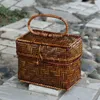 Evening Bags Retro Handmade Bamboo Woven Bag Mini Art Women's Tea Ceremony Storage Handbag Makeup