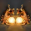 Wall Lamp Retro Luxury Bedroom Holiday Art Deco Peacock Resin Gold Vanity Decorations For Home Sconce Mirror Light