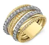 Fancy Twist Twine Vrouwen Ring Goud Kleur met Micro Crystal Zirkoon Steen Delicate Trouwringen Dame Mode Jewelry1092340