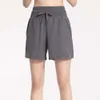 lululemenly short taille haute pour femme, évacuant la transpiration, séchage rapide, pour sport, course, fitness, yoga en plein air, été