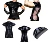 Heren G-Strings Wetlook Latex Catsuit Lederen Man Jumpsuits Zwarte Stretch PVC Mesh Body Sexy Clubwear Mannen Open Kruis Body Suit13875572