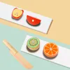 Childrens Fruit Vegetables Cutting Toys Role Play Simulation Kitchen Pretend Toy Wooden Magnetic Set Games Gifts 240104