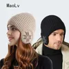 Berretti invernali caldi peluche lavorati a maglia Benines per uomo donna neve moda Skullies cappello unisex protezione auricolare antifreddo per esterni berretti di lana 2024