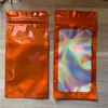 Mylar väskor återförslutningsbar lukt holografisk förpackningspåse med klart fönster 6x10 cm eledj