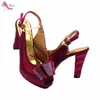 Ensemble de chaussures et de sacs pour femmes nigérianes, couleur Magenta, sandales à bride arrière de haute qualité avec applications pour mariage, spéciaux, 240103