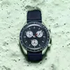 상자 바이오 세라믹 행성 Moon Quarz Watch Mission to Mercury 42mm 전체 기능 크로노 그래프 럭셔리 남성 커플 공동 이름 손목 시계 Moonshine Gold Moonwatch