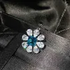 Hänge halsband lailili romantisk blå blomma zirkonhalsband för kvinnliga jubileumsmycken
