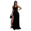 Skirts 2024 Luxury Designer Young Sexy Faicycore Chiffon Pleated Solid Holiday Style High Waist Women Long Spit Loose