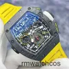 Lyxklockor Richardmiler Mens Mechanical Watch Chronograph Richardmiler RM1102 Shanghai Limited Edition Black Ntpt Material Timing Två plats Automatisk mecha