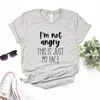 T-shirts Femmes Je ne suis pas en colère C'est juste mon visage Imprimer Femmes T-shirts Coton Casual Chemise drôle pour Lady Yong Girl Top Tee Hipster FS-357