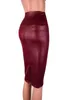 Женские юбки из искусственной кожи с запахом на талии, юбки с разрезом на спине, облегающие юбки до колена, юбка-карандаш OL Lady HKD240104