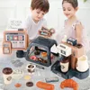 Children Electrical Coffee Machine Set Shopping Cash Register Pretend Play House Simulation Food Bread Cake Toy for Girl Boy Kid 240104