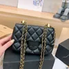 White/Black Enameled Hardware Women Designer Shoulder Bag Classic Flap 23cm Adjustable Gold Matelasse Chain Quilted Diamond Lattice Purse Cross Body Handbag