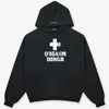 Men's Hoodies GRAILZ Hoodie Quality Tagline Logo Printed Letters Silhouette Aged Washed Mens Womens White Black Coats