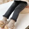 Children's Autumn Winter Fashionable High Waisted Solid Color Leggings Casual Versatile Cute Kids Clothing Pants 240103