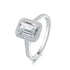 Kolyeler Emerald Cut 2ct Lab Diamond Ring Gelin Setleri Gerçek Sterling Sierengement Wedding Band, Kadınlar İçin Gelin Mücevher Takı