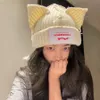 Cat Ear Knit Hat Double-layer Warm Lover Boy Pig Ear Woolen Hat Cute Fashion Hooded Cap Niche Hip-hop Personality Winter Hat 240103