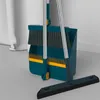 Kvast och skopa set 180 ° roterbar stående dammstol och borsta badrumsvatten torkar hushållsvikbara setverktyg rengöring produkten 240103