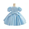 Flickaklänningar Annabelle Dress for Kids Princess Bow Flower Autumn/Winter Baby Long Birthday Weddings Party Gown