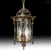 Подвесные светильники Европейская бронзовая лампа Итальянская вилла в стиле барокко Резной замок Золотой фонарь Люстра