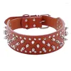 Dog Collars Spiked Studded Solid Pu Leather Pitbull Boxer Mastiff Breeds Pet Round Toe Nail Collar 5pcs/lot