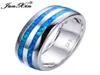 Junxin Fashion Women Blue Fire Opal Ring High Quality 925 STERLING SILVER FILLERY JEWELRY PROMISE PROMISE ENGAINGE RINGS for Women S181016487675