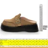 Terlik Fujin 5cm İnek Süet Orijinal Deri Sentetik Slaytlar Sonbahar Platformu Kadın Moda Ayakkabılarında Mikrofiber Yay Kayması