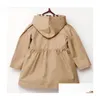 Cappotti di tinca Abbigliamento per bambini Primavera Autunno Ragazza Cappotto da principessa Tinta unita Medio-lungo Trench monopetto Bambina per bambini Dheos esterno