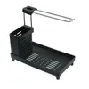 Kitchen Storage Sink Rack With Drainer Tray Rag Towel Hanger Sponge Soap Brush Holder Utensil Organizer For Accessories